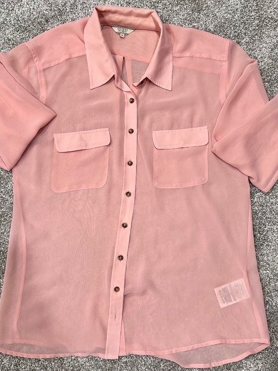 Guess Tops - GUESS Sheer Pink Blouse – Size Medium (Like New))